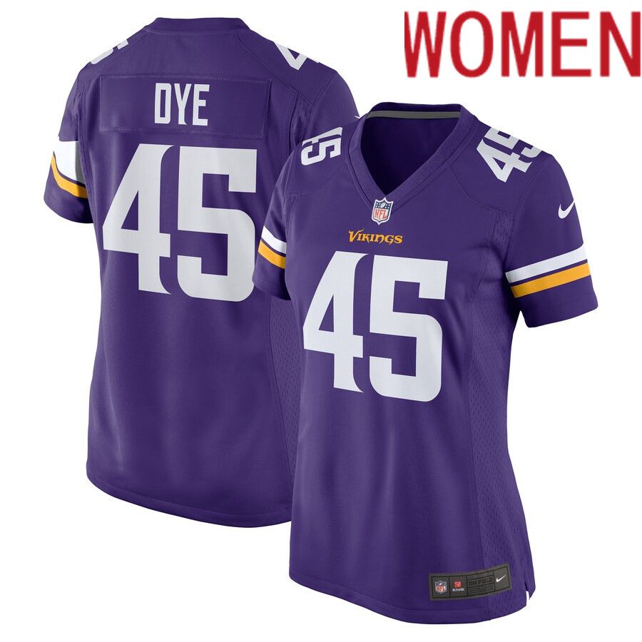 Women Minnesota Vikings #45 Troy Dye Nike Purple Game NFL Jersey
